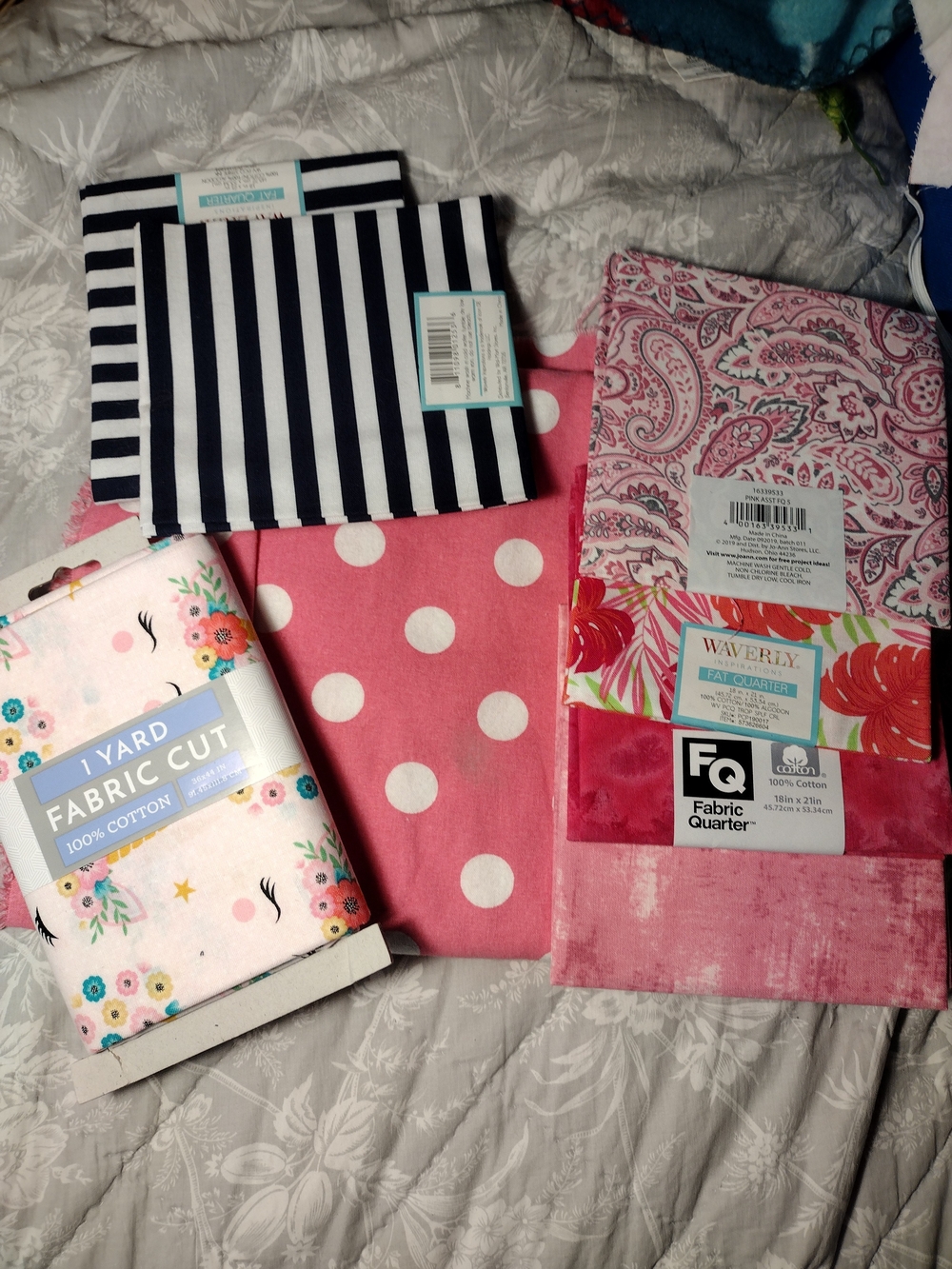 Waverly Pink Polka Dot & Floral Cotton Fabric Bundle
